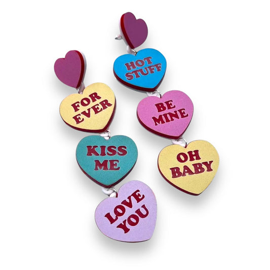 Valentine's Day Conversation Heart Statement Earrings Quirks!