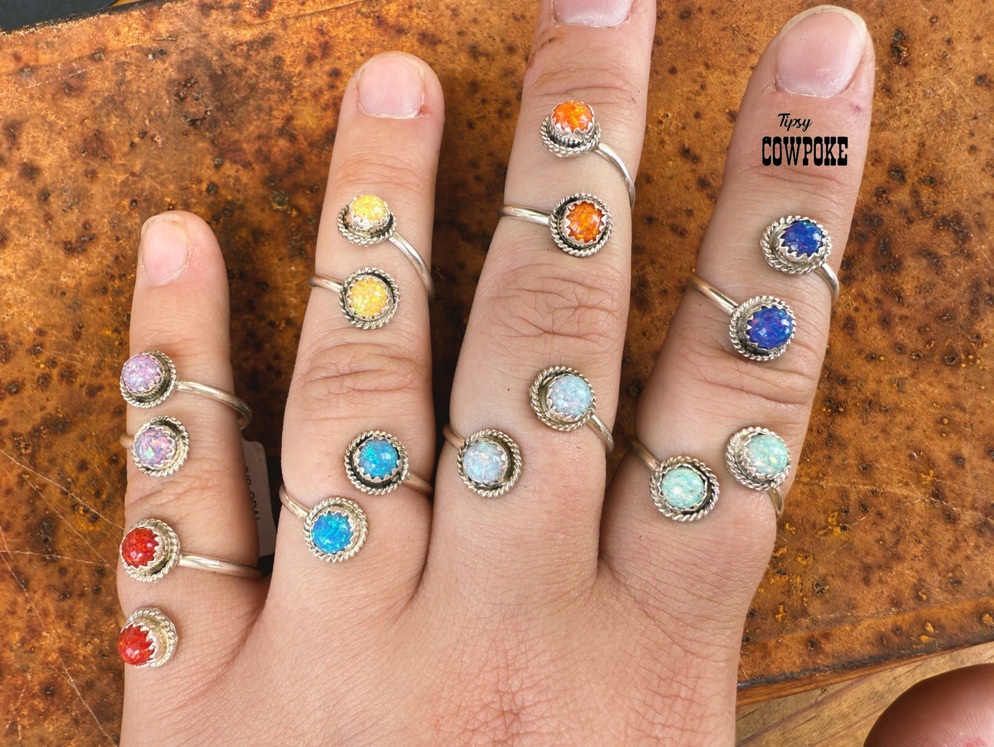 Double Daisy Yellow Opal Adjustable Ring