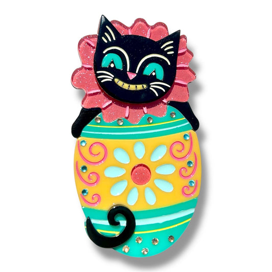 Eggcellent Black Cat Brooch Johanna Parker x Lipstick & Chrome Quirks!