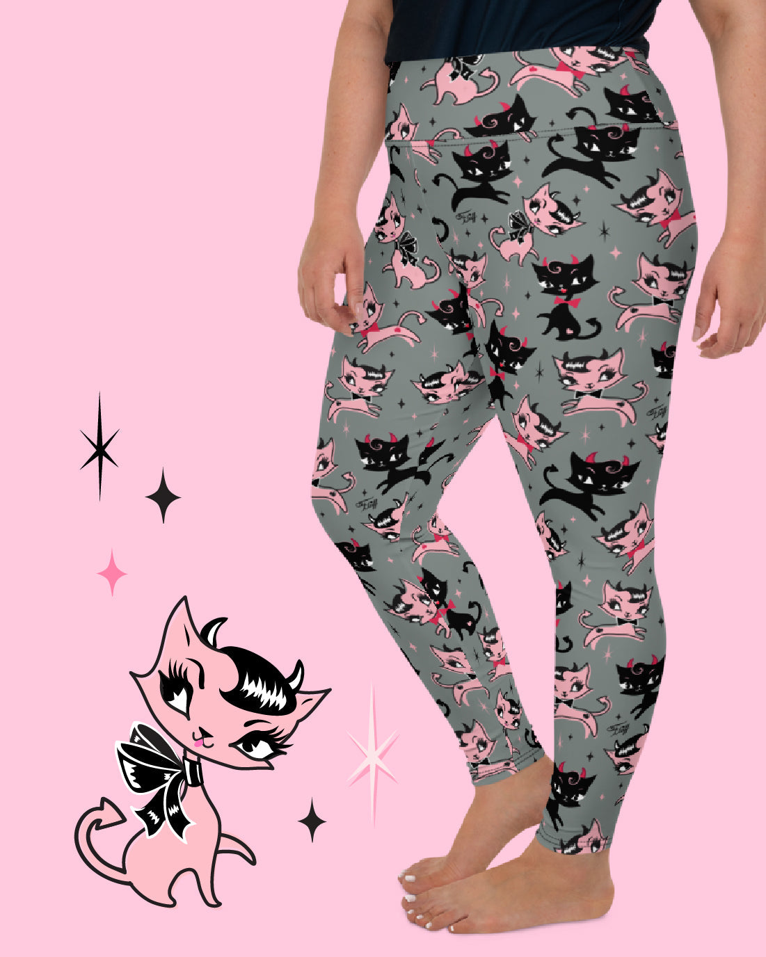 Bad Kitty Leggings by Miss Fluff x Lipstick & Chrome OS