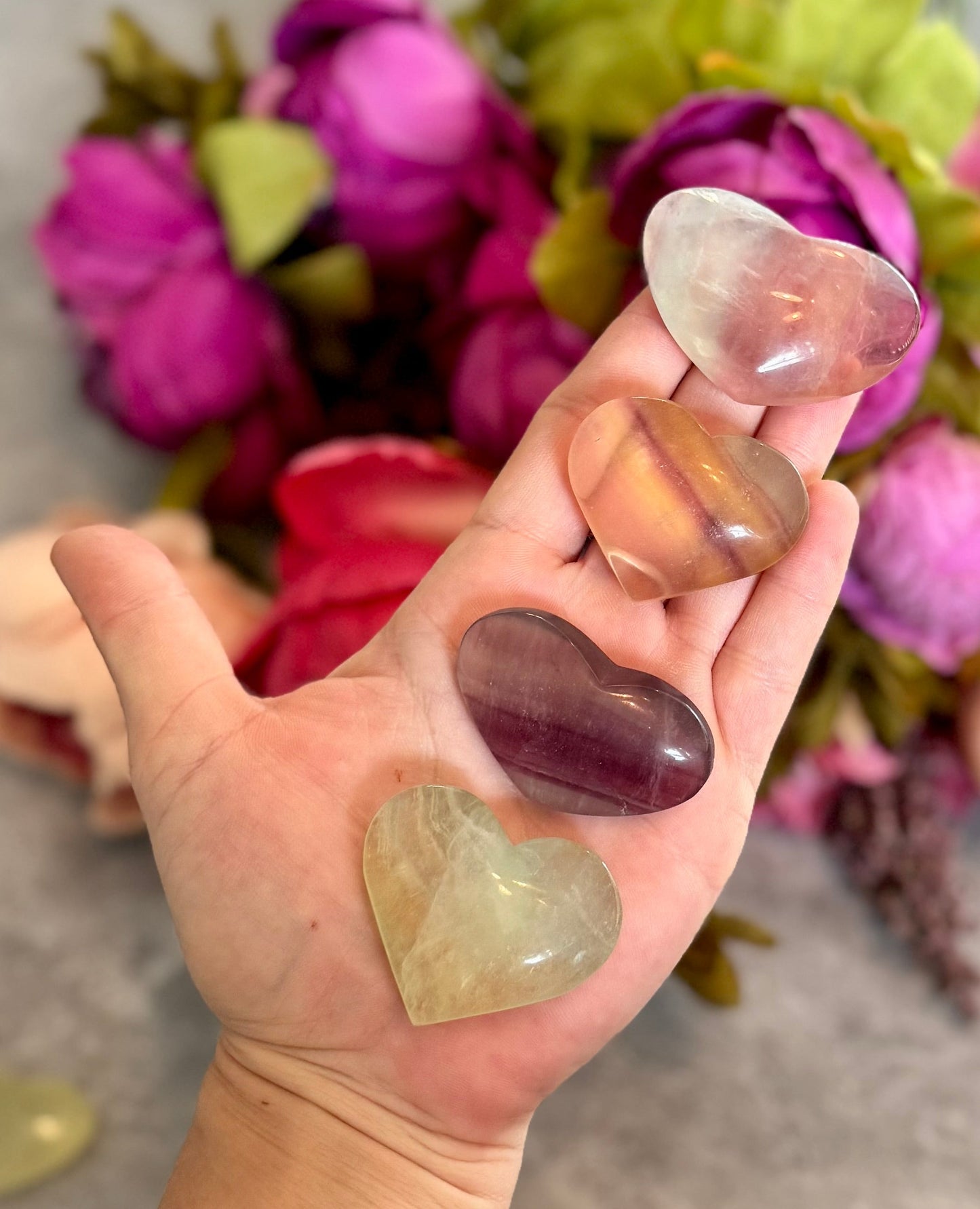 CANDY Fluorite Hearts, Ethically sourced Crystal Hearts