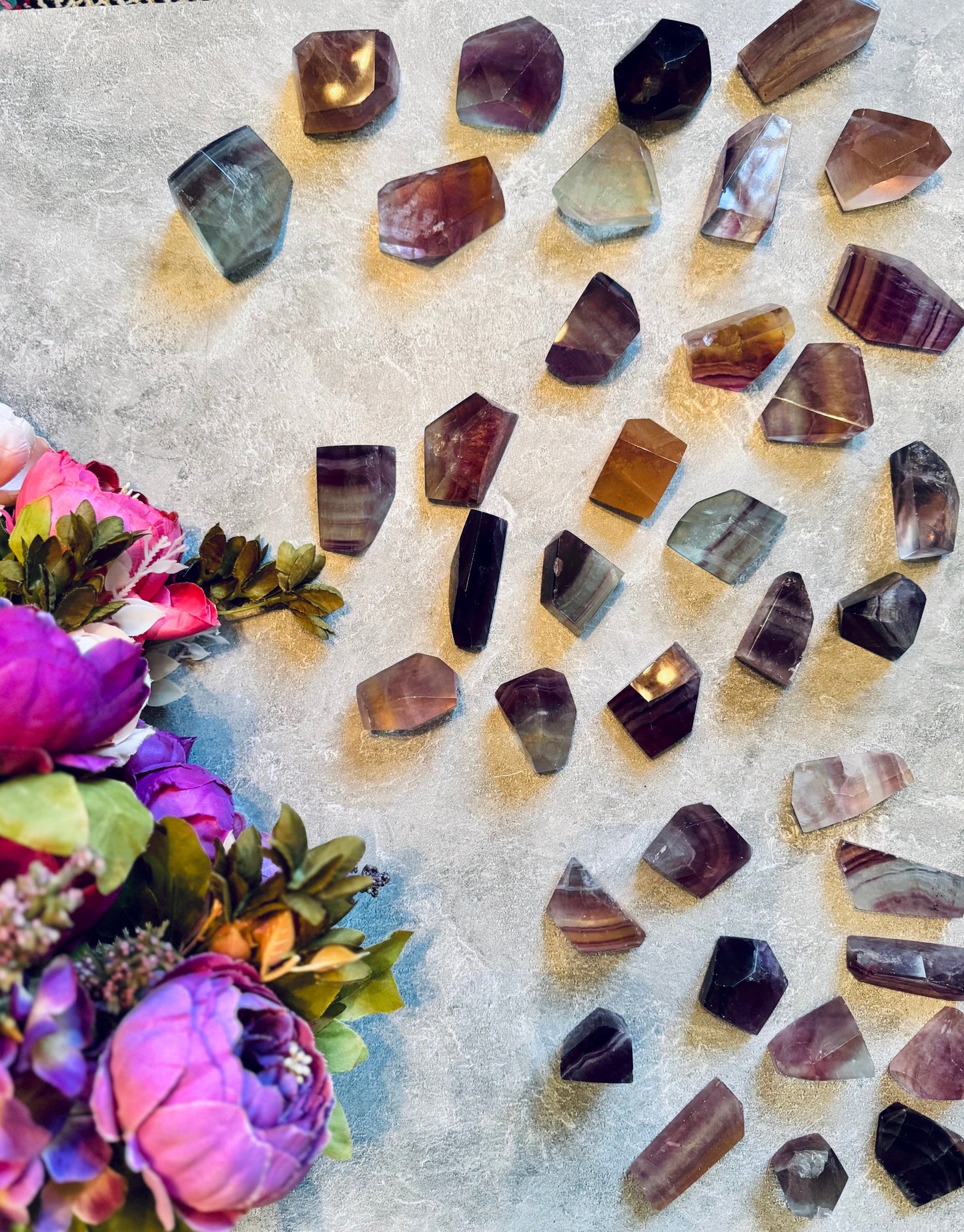 CANDY Fluorite Shapes, Polished Fluorite Freeforms, Fluorescent Crystals