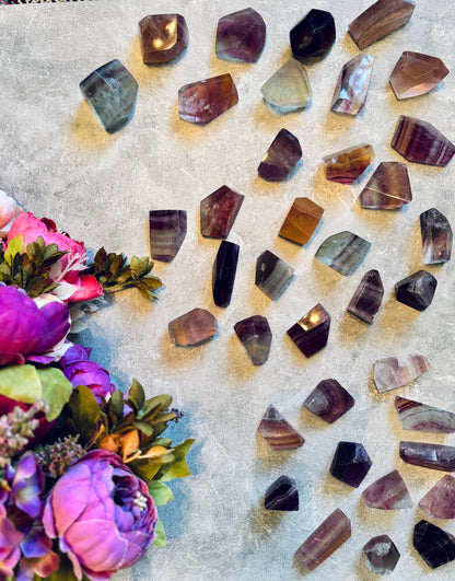 CANDY Fluorite Shapes, Polished Fluorite Freeforms, Fluorescent Crystals