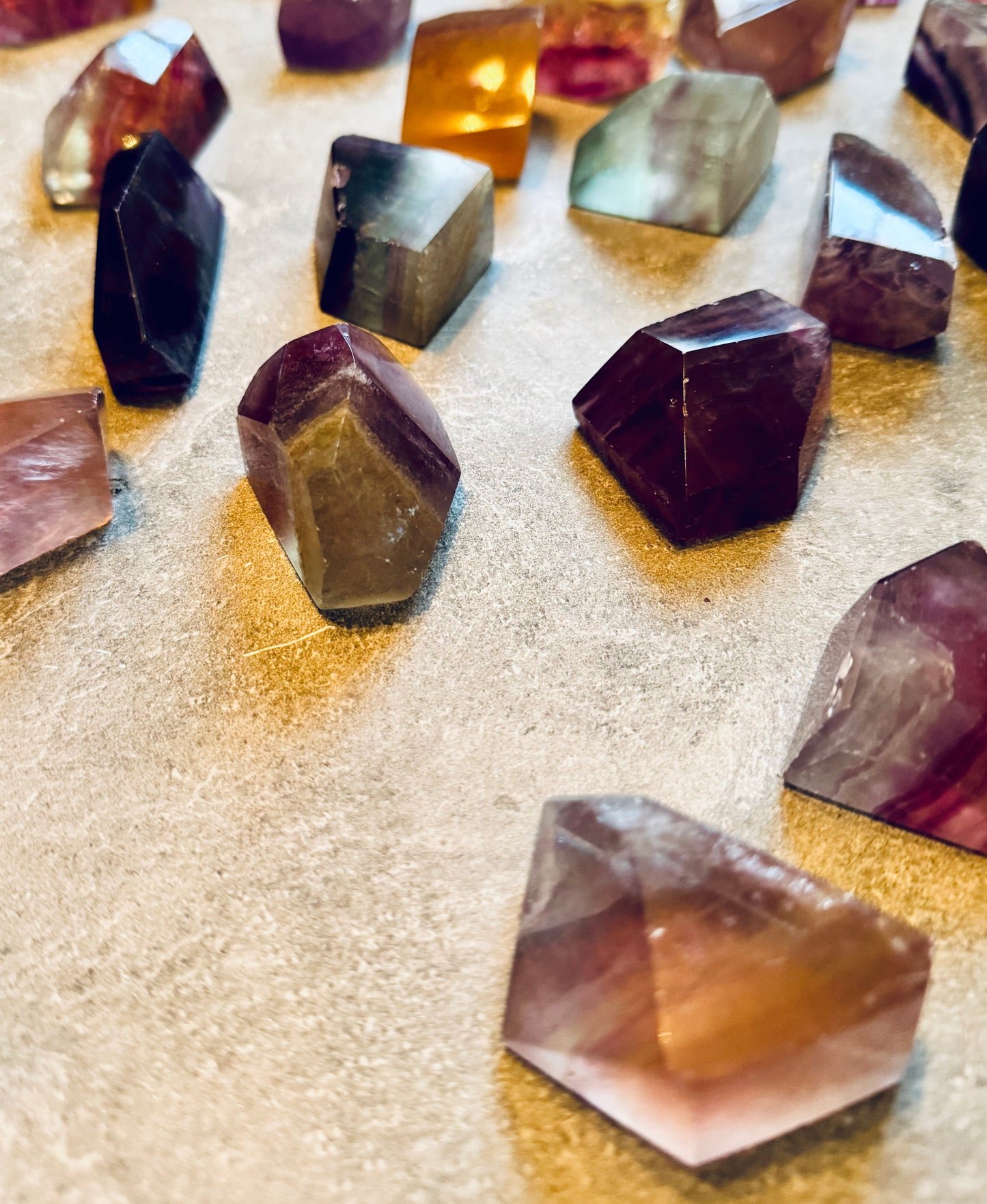 CANDY Fluorite Shapes, Polished Fluorite Freeforms, Fluorescent Crystals