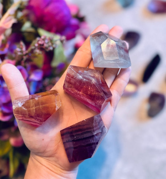 CANDY Fluorite Shapes, Polished Fluorite Freeforms, Fluorescent Crystals