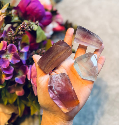 CANDY Fluorite Shapes, Polished Fluorite Freeforms, Fluorescent Crystals