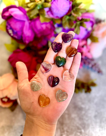 2 cm Crystal Hearts for Valentines Day, You Choose Red Jasper, Fluorite, Carnelian, Rose Quartz, Moss Agate, Yellow