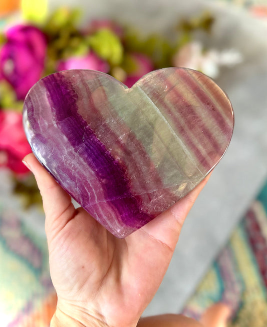 Huge CANDY Fluorite Hearts, Ethically sourced Crystal Hearts
