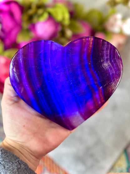 Huge CANDY Fluorite Hearts, Ethically sourced Crystal Hearts