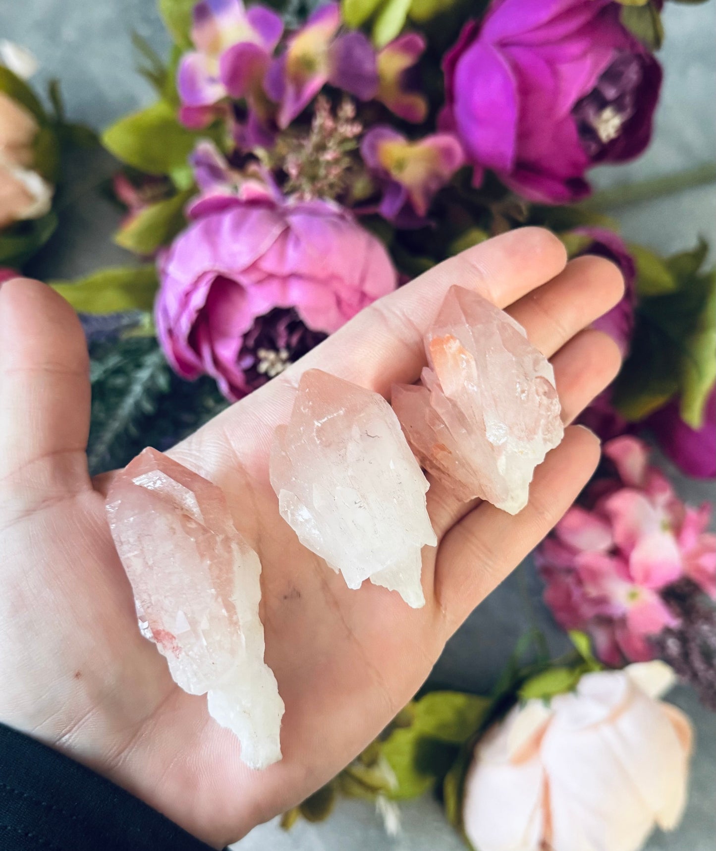 Scepter Quartz From India, New Find! with Pink Hematite