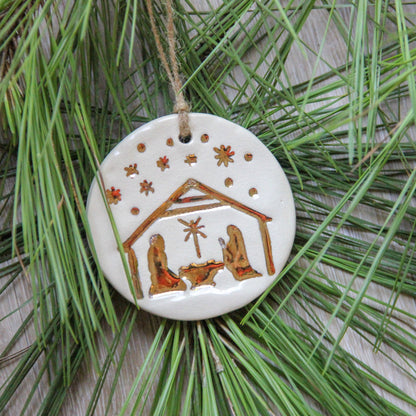 Gold Leaf Nativity Ornament