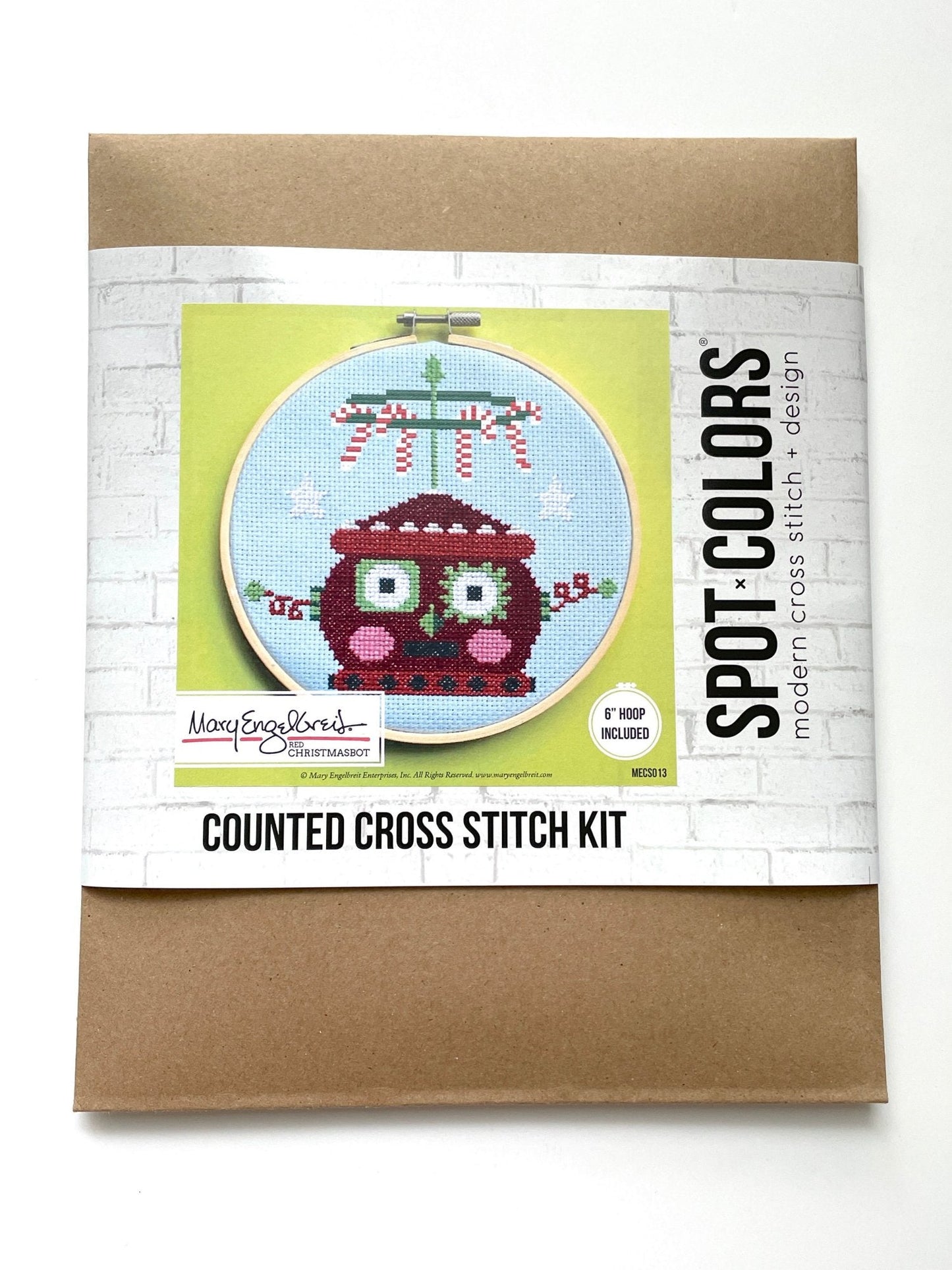 Red Christmasbot by Mary Engelbreit Counted Cross Stitch DIY KIT