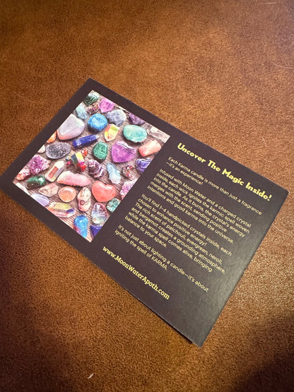 Karma Candle – Intention Candle with Hidden Crystals, 8 oz -- Super Long Lasing