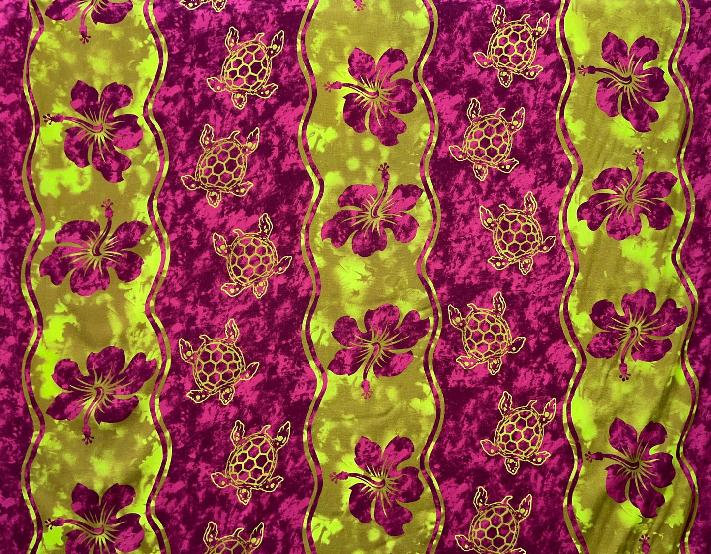 Hibiscus, Sea Turtle Rayon Challis Fabric | Islands Fabric Islands Fabric