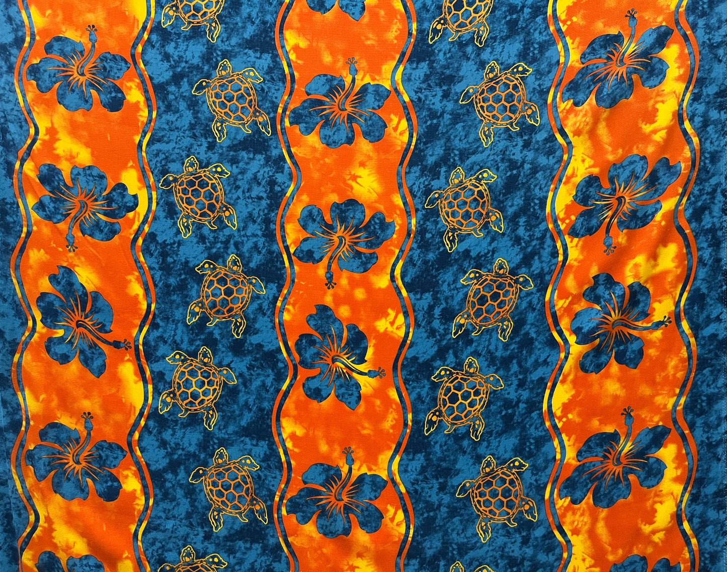 Hibiscus, Sea Turtle Rayon Challis Fabric | Islands Fabric Islands Fabric