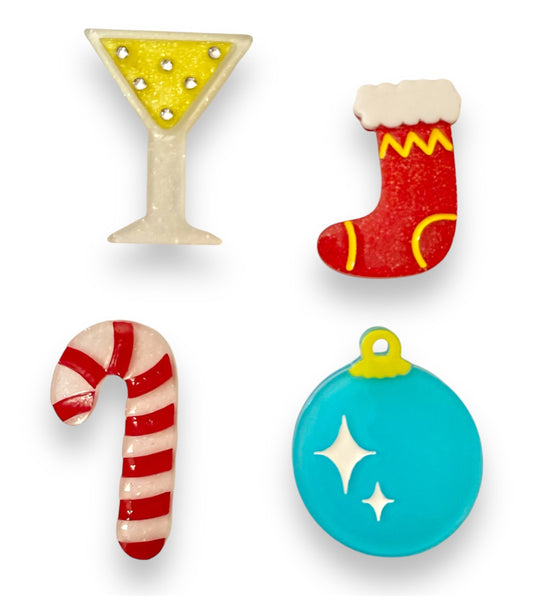 Set of 4 Christmas Mini Brooches by Lipstick & Chrome Quirks!