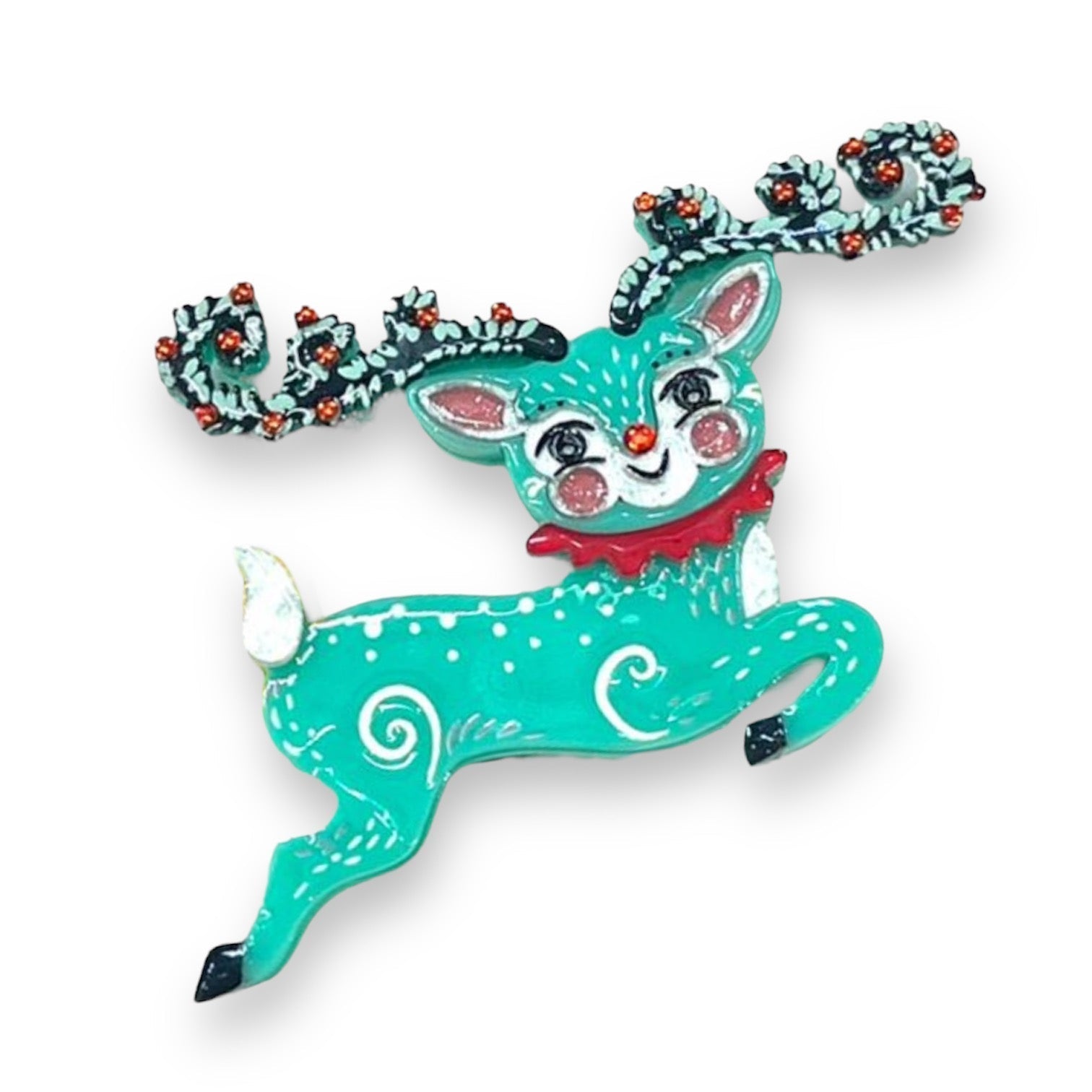 Fawna Fir Top Leaping Reindeer Brooch by Johanna Parker x Lipstick & Chrome Quirks!