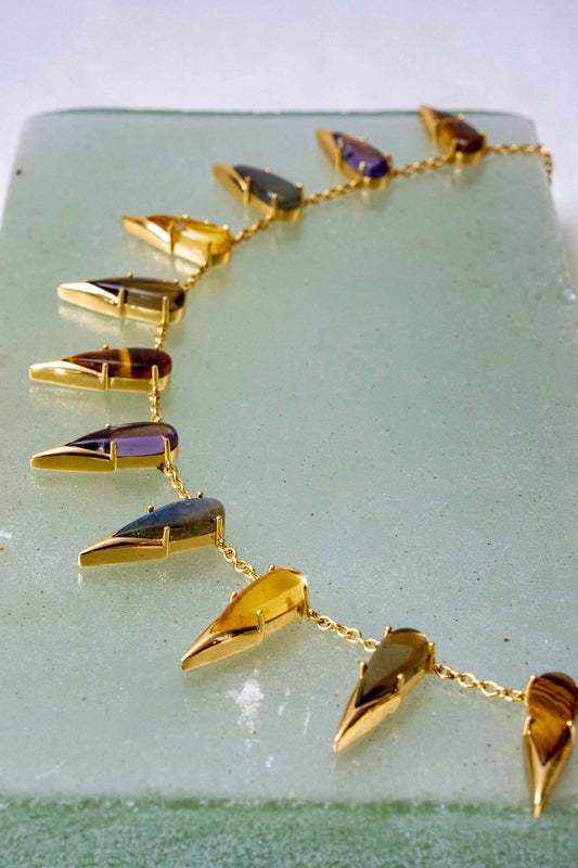 The Saber Tooth Necklace in Angora (Gold) SHIPS IN APRIL