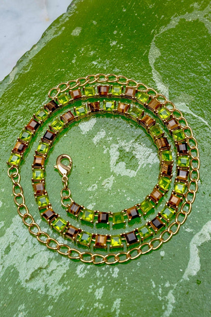 Genuine Tiger Eye And Poison Dart Tennis Necklace (Gold) SHIPS IN APRIL