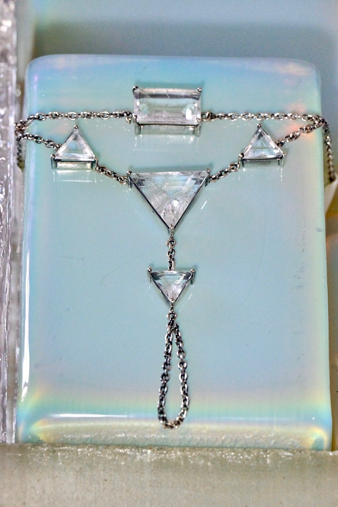 Hand Chain in Striated Crystal (Silver) SHIPS IN APRIL