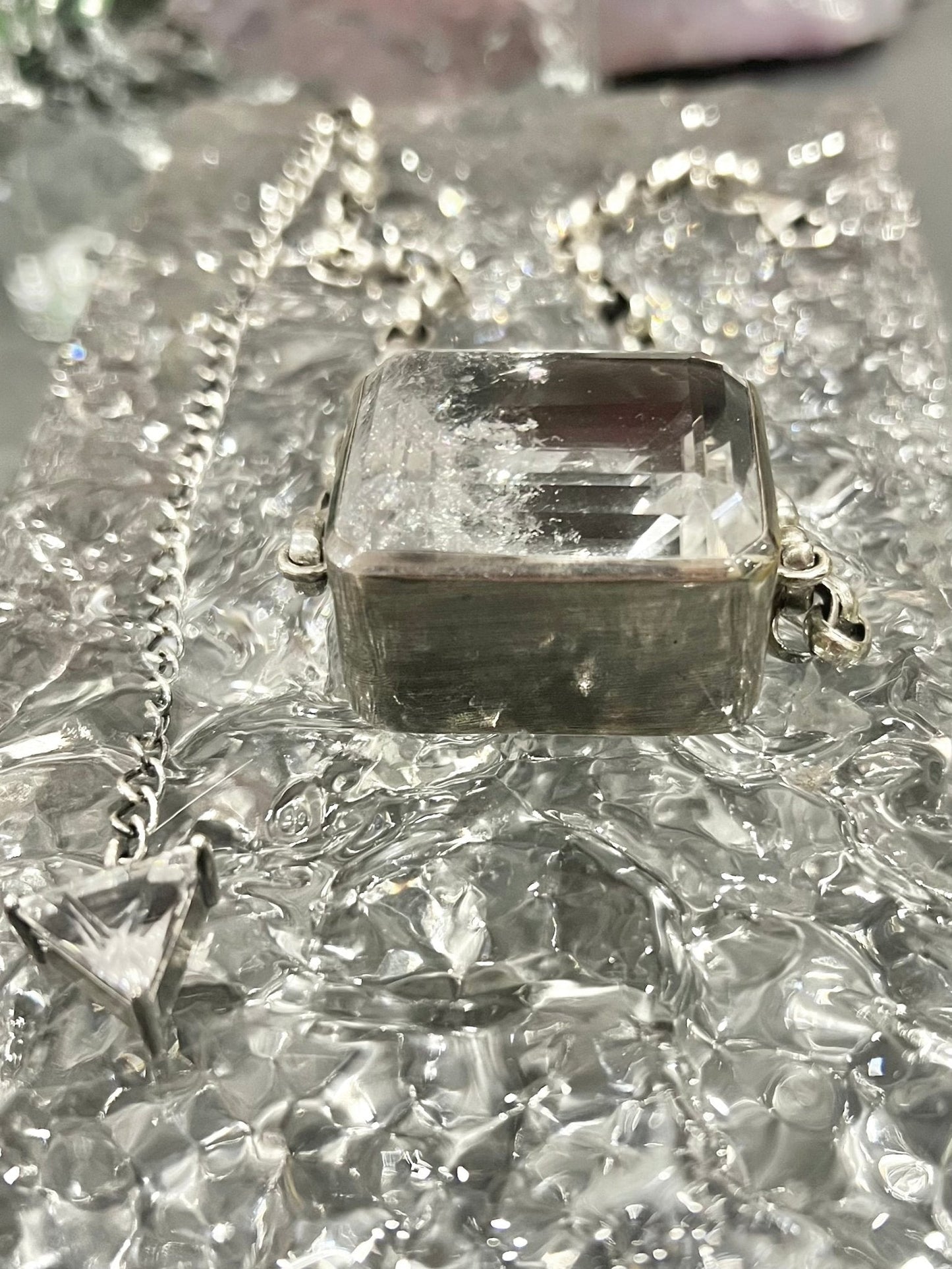 Square Goliath Choker in Striated Crystal (Silver) SHIPS IN APRIL