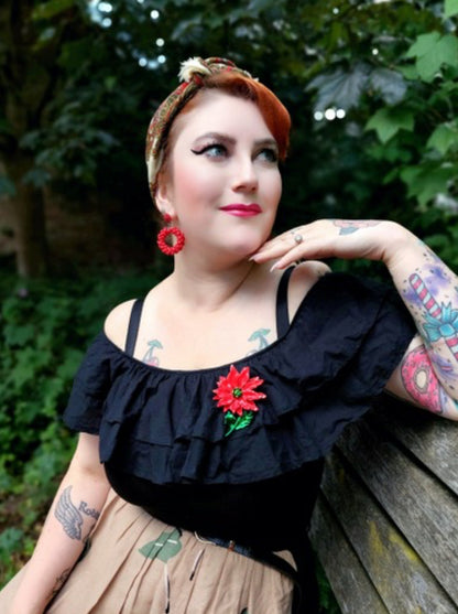 Enamel Poinsettia Statement Brooch by Lipstick & Chrome Quirks!