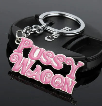 PUSSY WAGON Keychain with Letter Design