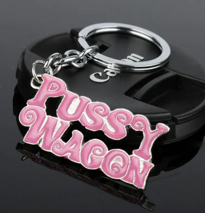 PUSSY WAGON Keychain with Letter Design
