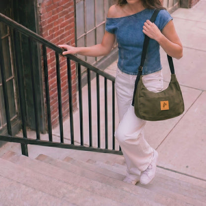 Crossbody Crescent Bag - Canvas Shoulder Bag for Women