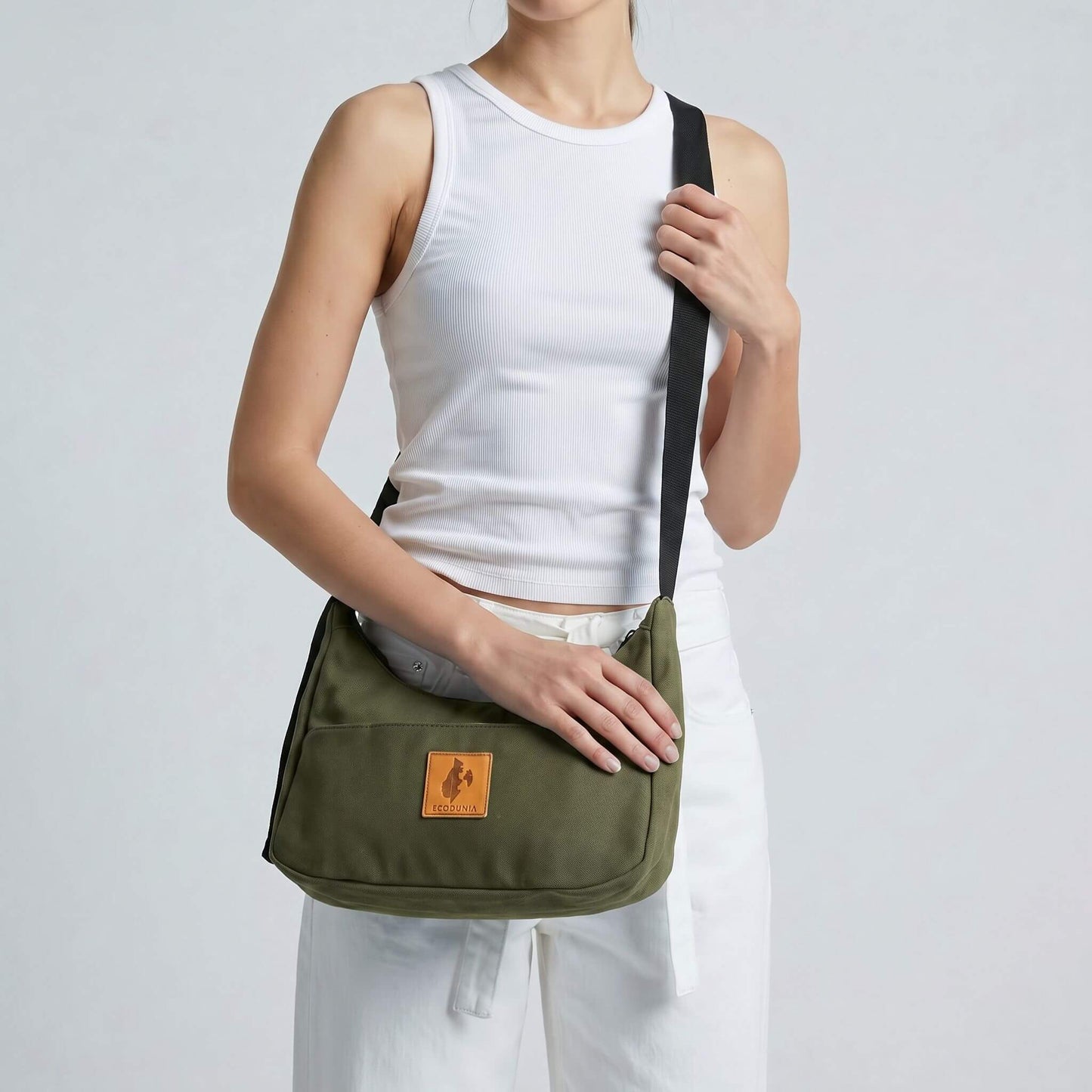 Crossbody Crescent Bag - Canvas Shoulder Bag for Women