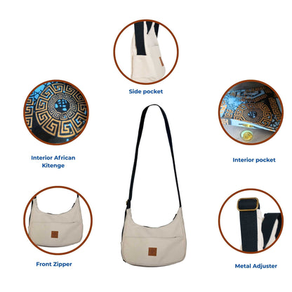 Crossbody Crescent Bag - Canvas Shoulder Bag for Women