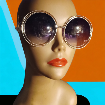 Ladies Oversized Bug Eye Metal Shades