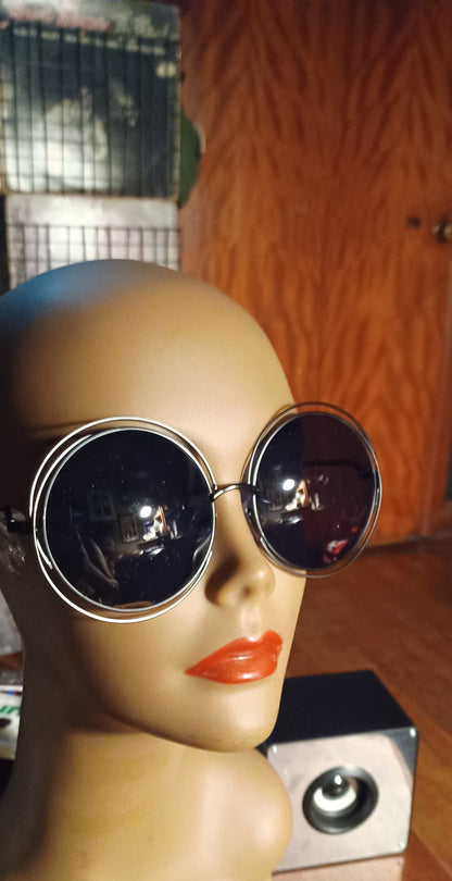 Ladies Oversized Bug Eye Metal Shades