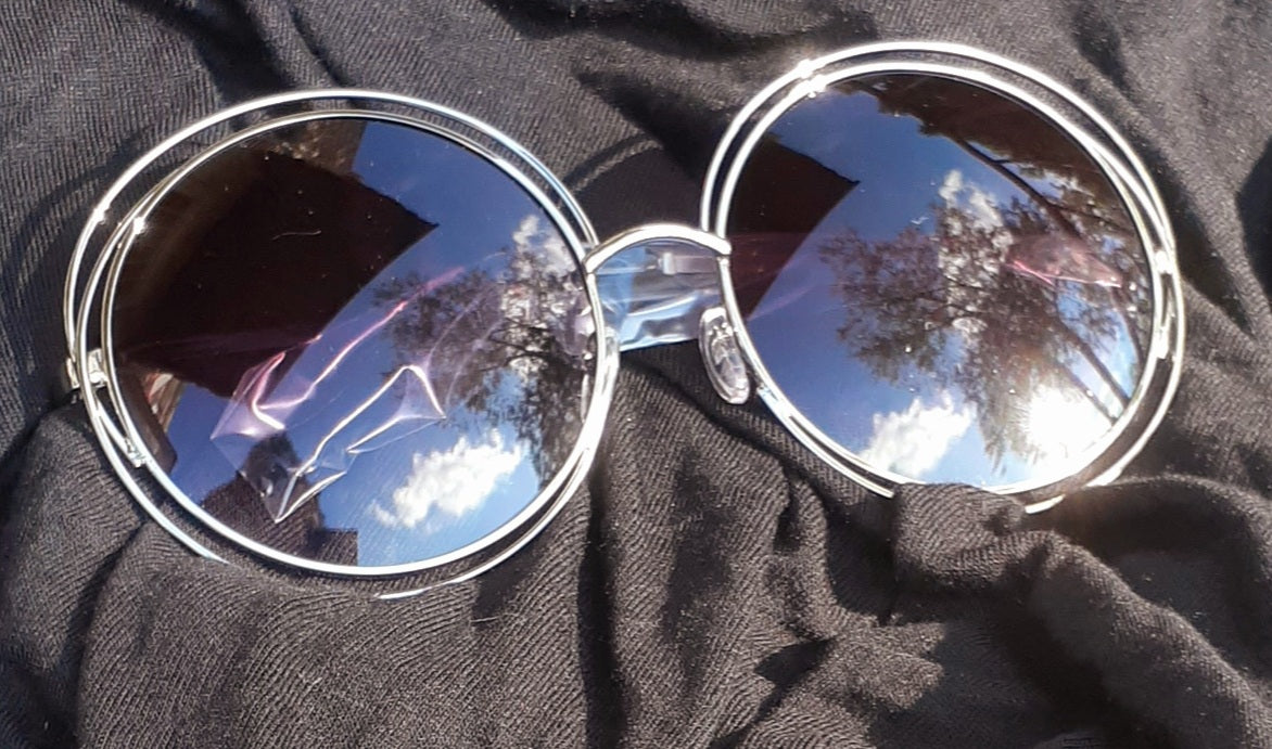 Ladies Oversized Bug Eye Metal Shades