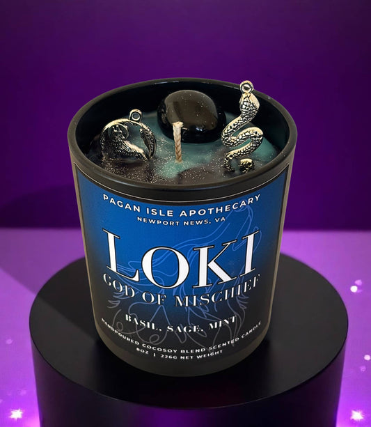 Loki Crystal Candle Pagan Isle Apothecary
