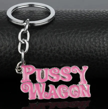 PUSSY WAGON Keychain with Letter Design