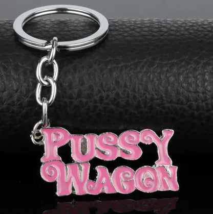 PUSSY WAGON Keychain with Letter Design