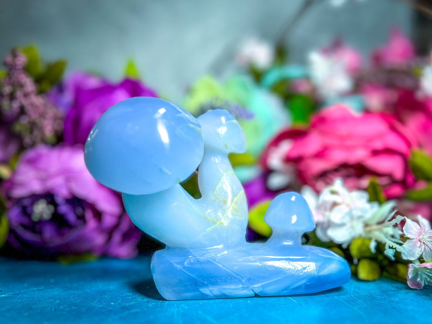 BEAUTIFUL blue chalcedony MUSHROOM sculpture