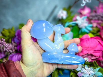 BEAUTIFUL blue chalcedony MUSHROOM sculpture