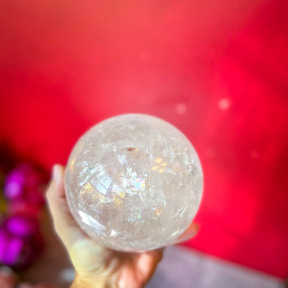 4 1/2" RAINBOW Quartz Sphere, Large Quartz Crystal Ball