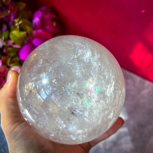 4 1/2" RAINBOW Quartz Sphere, Large Quartz Crystal Ball
