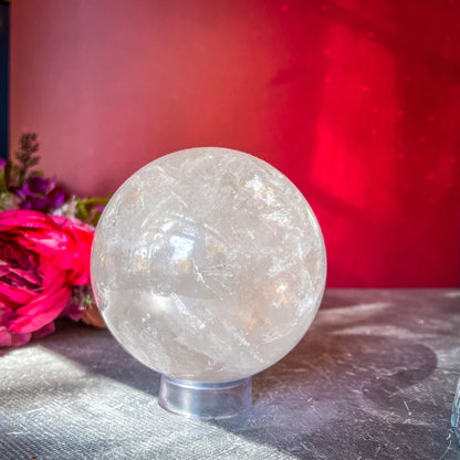 4 1/2" RAINBOW Quartz Sphere, Large Quartz Crystal Ball