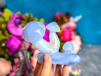 Beautiful 5" Blue Chalcedony MUSHROOM Sculpture