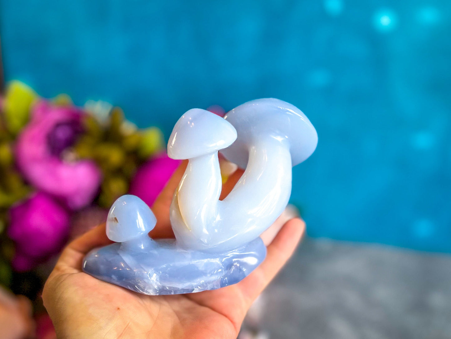Beautiful 5" Blue Chalcedony MUSHROOM Sculpture