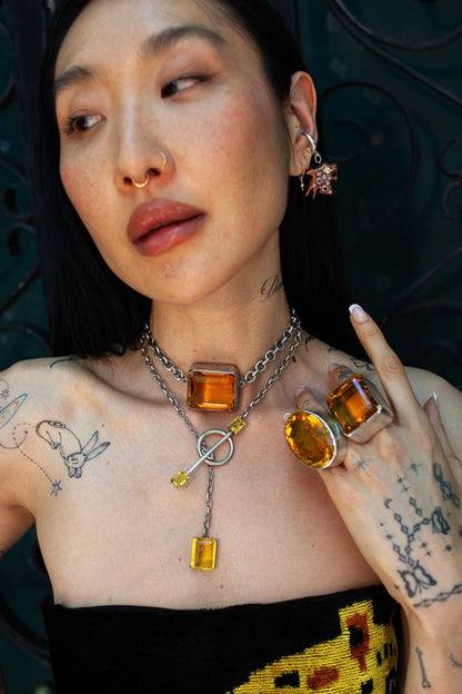 Gem Drop Toggle Necklace in Golden (Silver) SHIPS IN APRIL