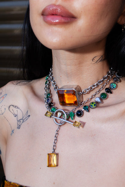 Gem Drop Toggle Necklace in Golden (Silver) SHIPS IN APRIL