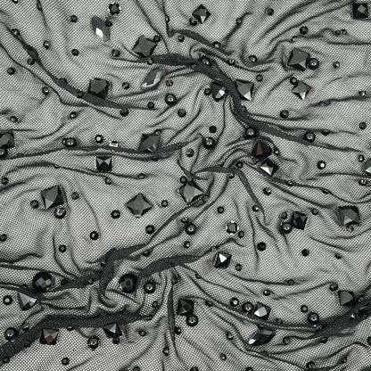 Brilliance Beaded with Rhinestone Stretch Mesh Fabric | Blue Moon Fabrics