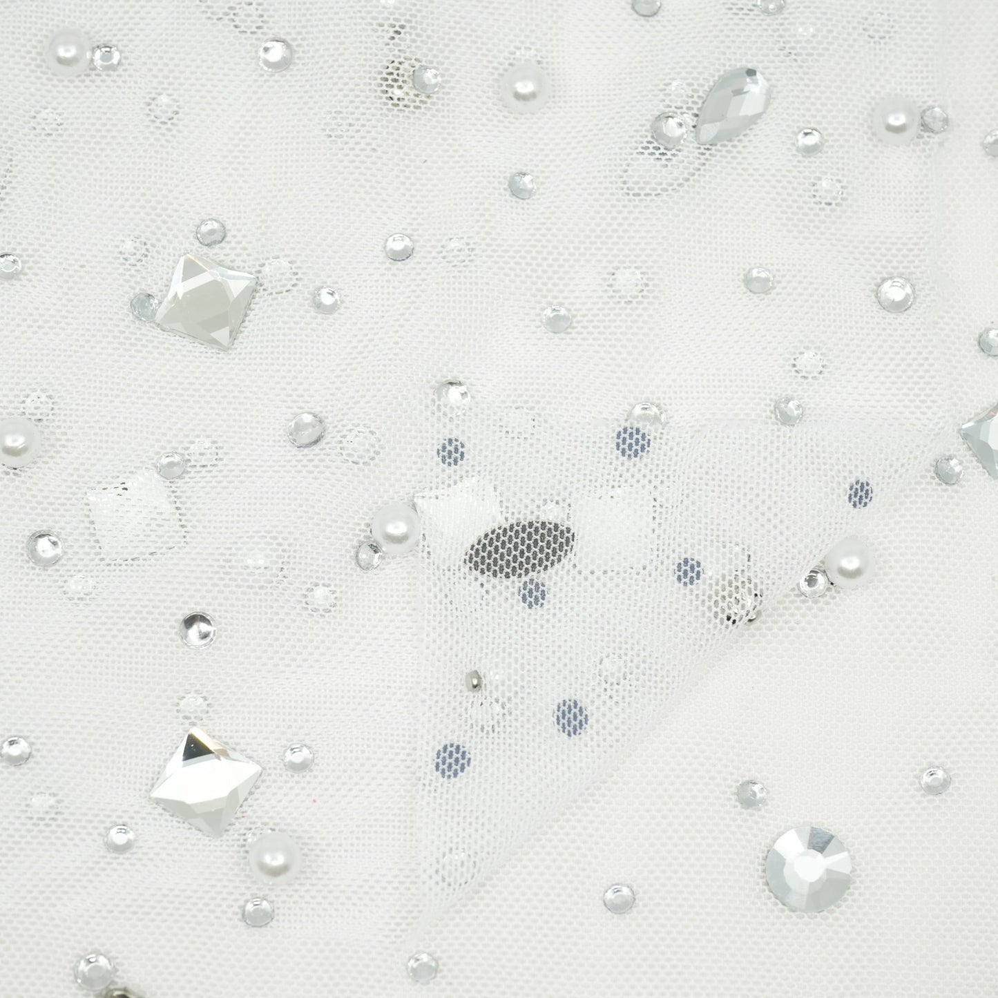 Brilliance Beaded with Rhinestone Stretch Mesh Fabric | Blue Moon Fabrics
