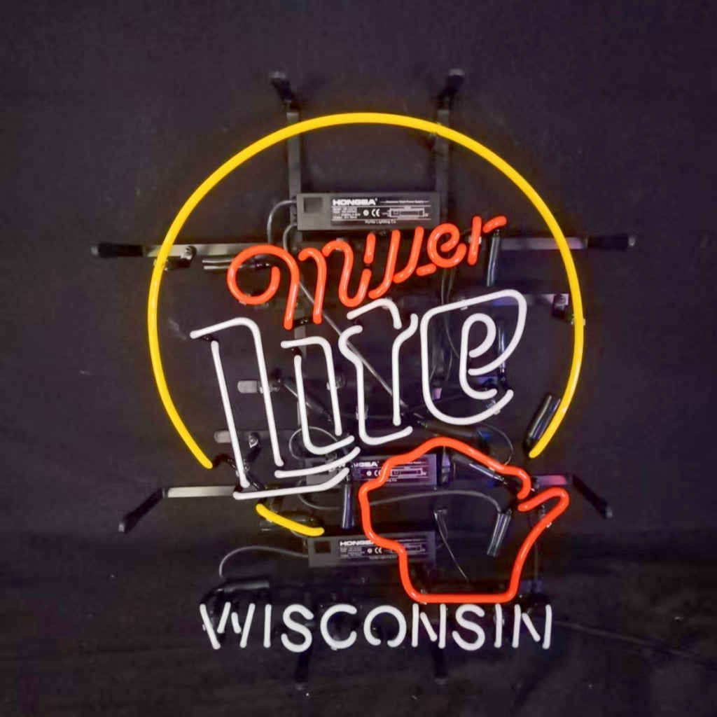 Miller Lite &Wisconsin State Neon Signs Neon Signs Land