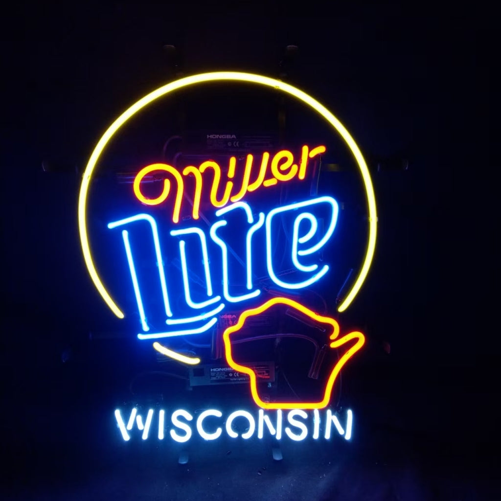 Miller Lite &Wisconsin State Neon Signs Neon Signs Land